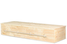 Nahum Casket, Solid Pine Traditional Construction, Unsanded Unfinished Natural Pine Flat Top, No Interior